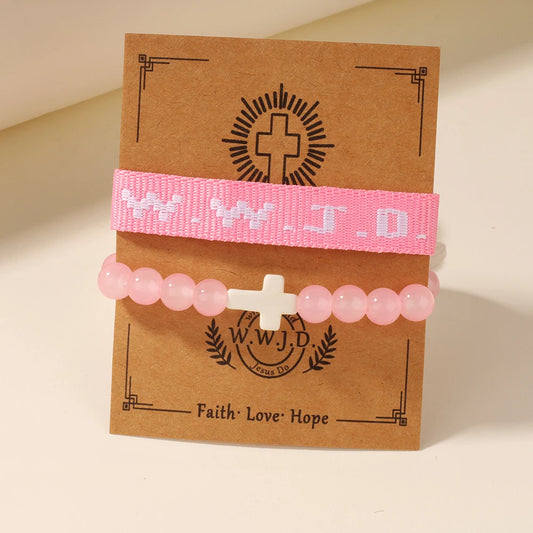 2Pc What Would Jesus Do Wwjd Bracelets Pack Hwlf W.W.J.D Bracelet He Would Love First Elevated Faith Christian Cross Gifts